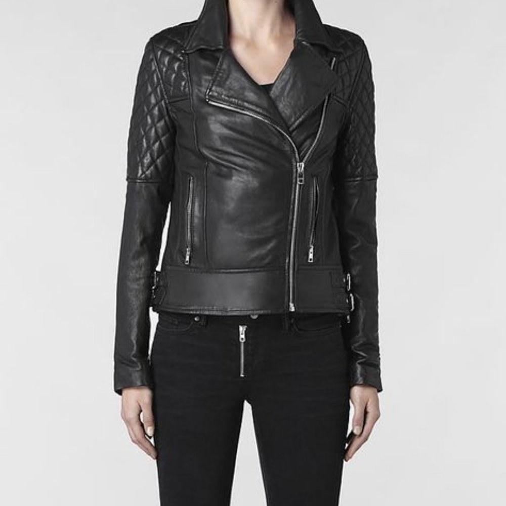 All Saints Black Leather Biker Jacket